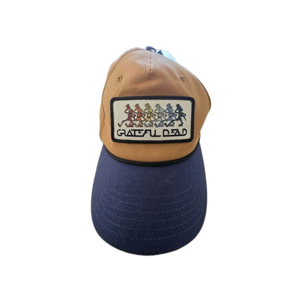 Grateful Dead Dancing Skeletons Snapback Hat Two Tone Tan Blue Patch Cap 2025
